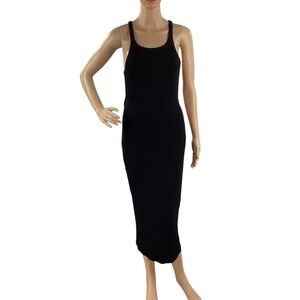 LNA Rilynn Rib Racer Dress Black Cutout Back Size L